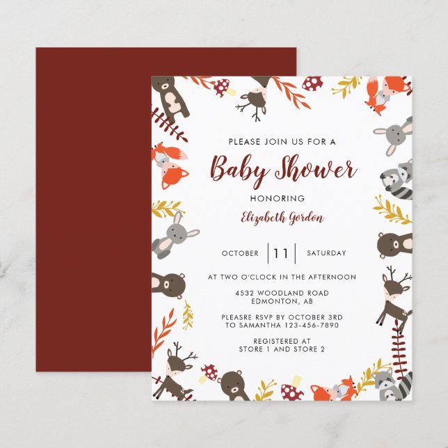 Budget Woodland Babydusche Niedlich Forest Neutral (Vorne/Hinten)