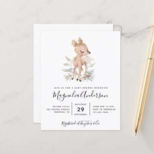 Budget Woodland Deer Baby Shower Einladung