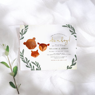 Budget Woodland Forest Greenery Boy Baby Shower