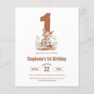 Budget Woodland Fox Lesen eines Buches 1. Geburtst