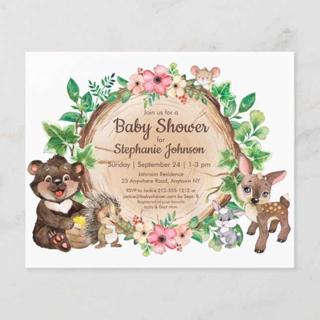 Budget Woodland Rustikale neutrale Babydusche lade (Vorderseite)