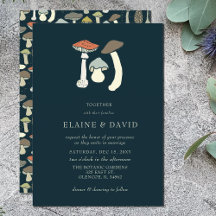 Budget Woodland Wild Mushrooms Hochzeitseinladunge