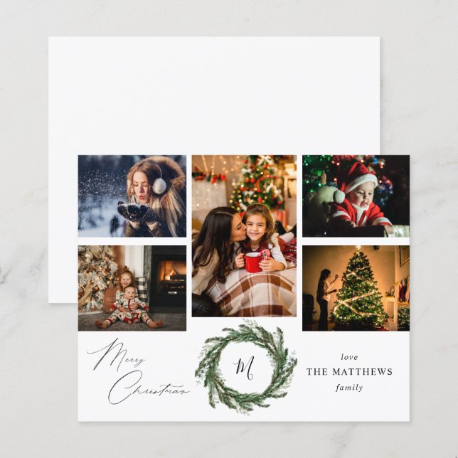 Budget Wreath Monogram 5 Foto Frohe Weihnachten W (Vorne/Hinten)
