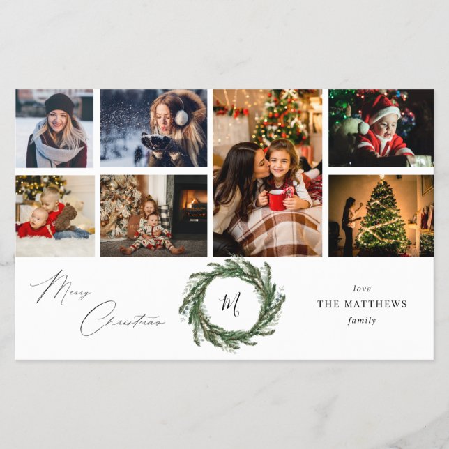 Budget Wreath Monogram 7 Foto Frohe Weihnachten Flyer (Vorne)