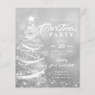 Budget Xmas Party Sparkle Silver Holiday Einladung Flyer