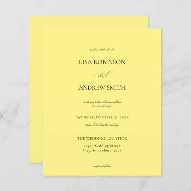 Budget Yellow Calligraphy Wedding (Vorne/Hinten)