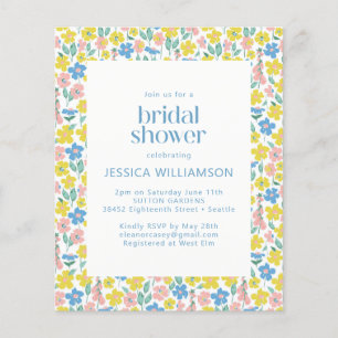 Budget Yellow Ditsy Floral Brautparty Einladung