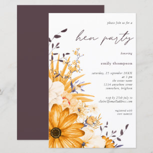Budget Yellow Graue Floral Hen Party Einladung