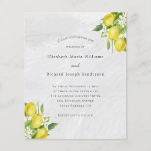 Budget Yellow Lemons Watercolor Wedding Einladung
