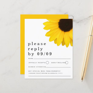 Budget Yellow Sunflower Wedding RSVP