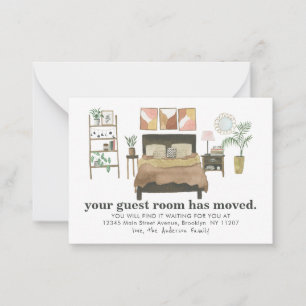 Budget Zimmer Moved Boho Chic Schlafzimmerbewegung Mitteilungskarte