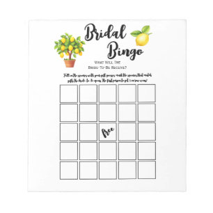Budget-Zitronen-Zitrus-Hochzeitsdusche-Bingo-Party Notizblock