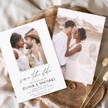Budget Zwei Fotos Einfaches Save the Date Bild Flyer<br><div class="desc">Das Budget Custom und personalisiertes Foto auf der Vorder- und Rückseite von eleganten und modernen Save the Date Wedding Einladungen - beinhaltet eine schöne und elegante Schriftzeichen-Typografie für die besondere Hochzeitstagsfeier.</div>