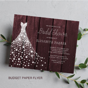 Budgetäre rustikale Holz-Hochzeitsduscheinladung F Flyer