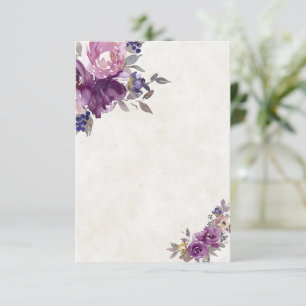 Budgetfreundliches Hochzeitsdesign mit violetter W Einladung