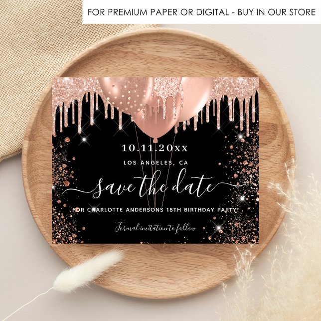 Budgetheirat Schwarze Rose Gold Save the Date (Von Creator hochgeladen)