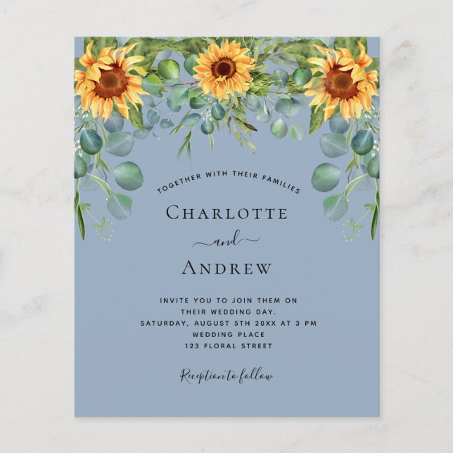 Budgetheitliche Sonnenblumen Eukalyptus dusty blue (Vorderseite)