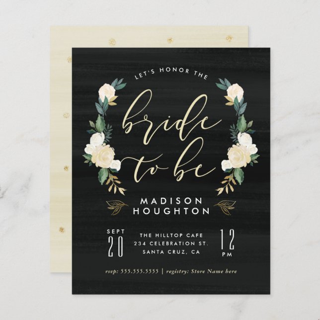 Budgetheitsperiode als Blumenschrift-Brautparty (Vorne/Hinten)