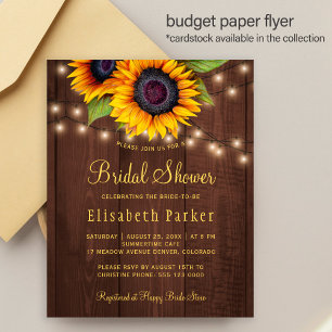 Budgetische Sonnenblumen Holz Brautdusche Flyer