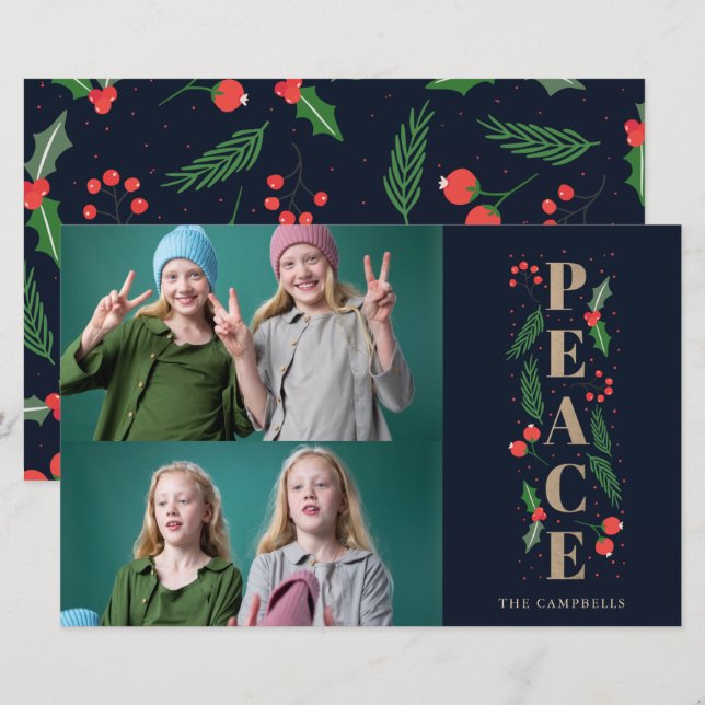 Budgetnavy Holry Peace Foto Holiday Card (Vorne/Hinten)