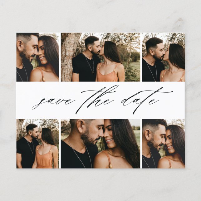Budgetscript Hochzeitsfotocollage Save the Date Flyer (Vorne)