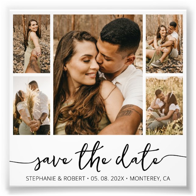 Budgetskripttypografie-Foto Save the Date Fotodruck (Vorne)