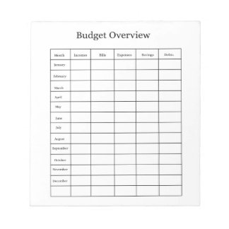 Budgetübersicht-Notizbuch Notizblock