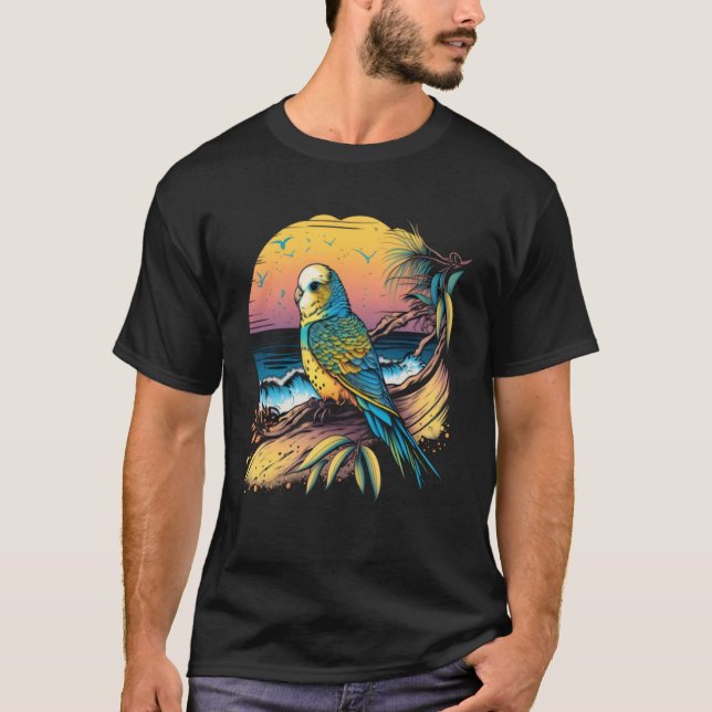 Budgie Beach Budgerigar Parakeet Bird Summer  3 T-Shirt (Vorderseite)