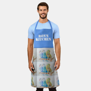 Budgie Bird Niedlich Watercolor Kunst, Dichtung un Schürze