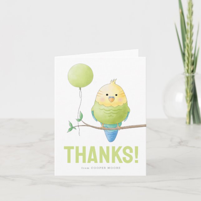Budgie Birthday geklappt Dankeschön Karte (Vorderseite)