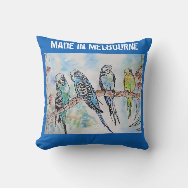 Budgie Budgerigar Bird Made In Melbourne  Kissen (Vorderseite)