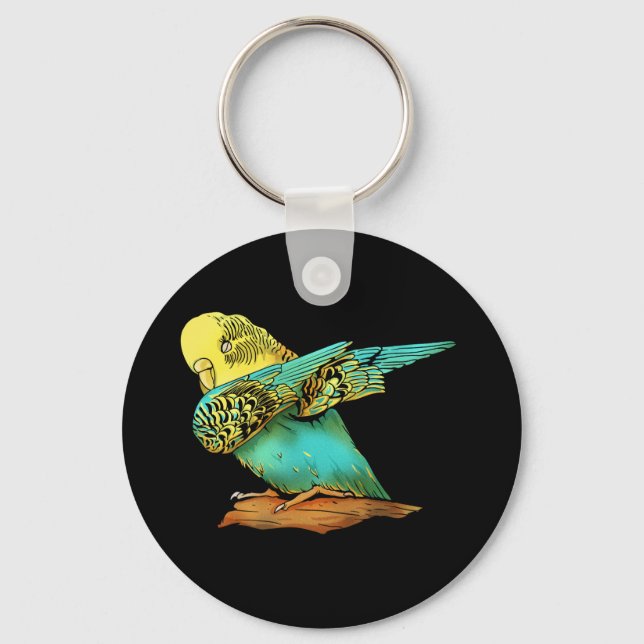 Budgie Budgerigar Dabbing Schlüsselanhänger (Vorderseite)