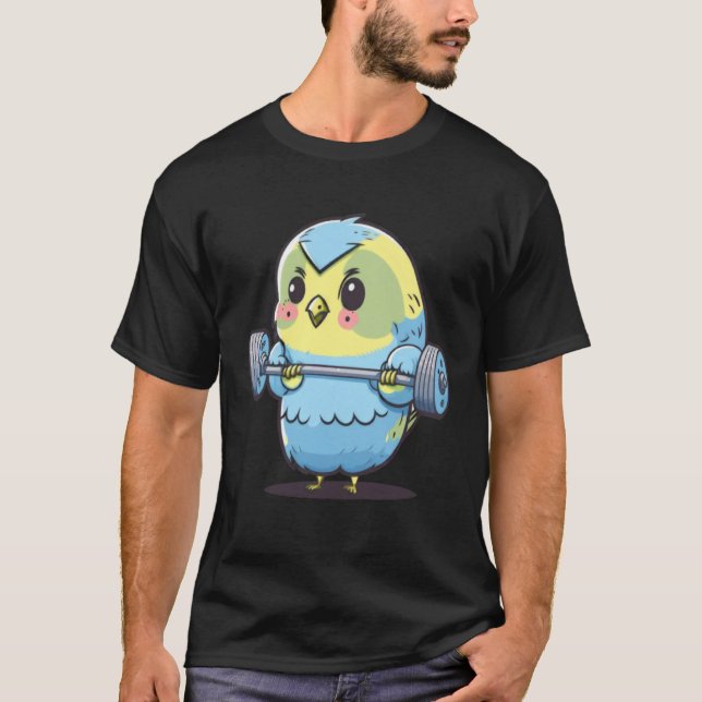 Budgie Budgerigar Parakeet Lifting Bodybuilder Gym T-Shirt (Vorderseite)