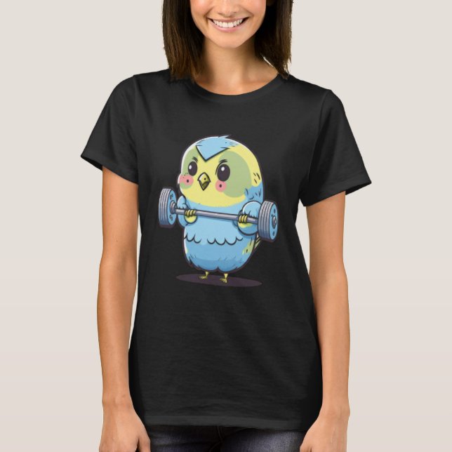 Budgie Budgerigar Parakeet Lifting Bodybuilder Gym T-Shirt (Vorderseite)