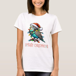 Budgie Budgerigar Parrot WeihnachtsHat Xmas T-Shirt