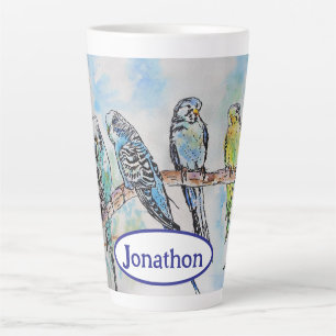 Budgie Budgies Bird Watercolor Mainting Bird Mens Milchtasse
