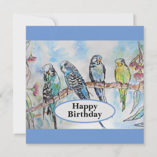 Budgie Budgies Carte Oiseau de peinture aquarelle
