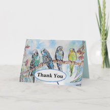 Budgie Budgies Watercolor Painting Bird Card