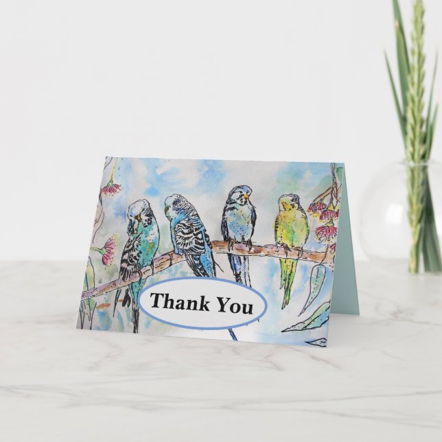 Budgie Budgies Watercolor Painting Bird Card Karte (Vorderseite)