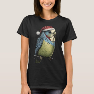 Budgie Christmas Budgerigar Weihnachtsmannmütze Pa T-Shirt