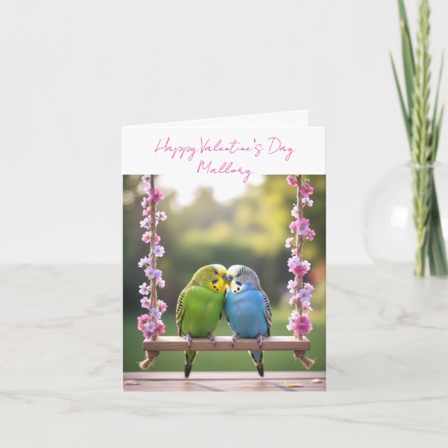 Budgie Couple Custom Valentines or Anniversary  Karte (Vorderseite)