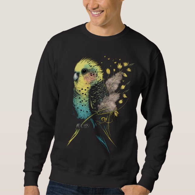 Budgie Dandelion Flower Budgerigar Parakeet Bird   Sweatshirt (Vorderseite)