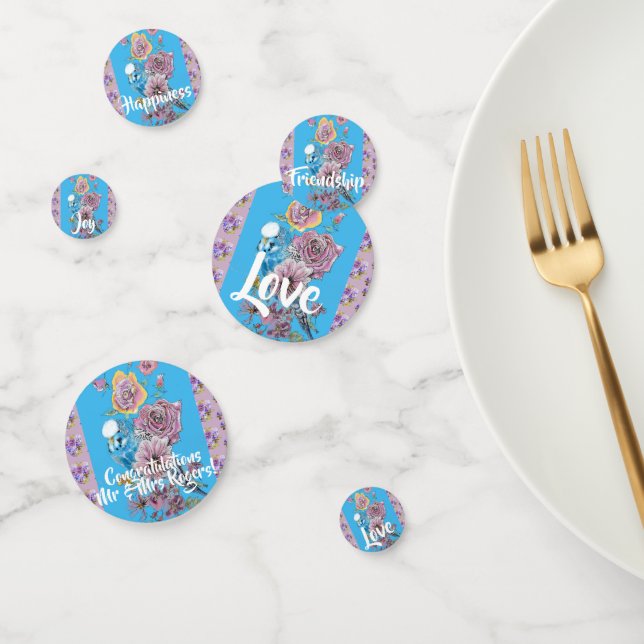Budgie floral lilac Wedding Table Confetti Konfetti (Gruppe)