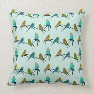 Budgie Frenzy Coussin (Cyan clair)