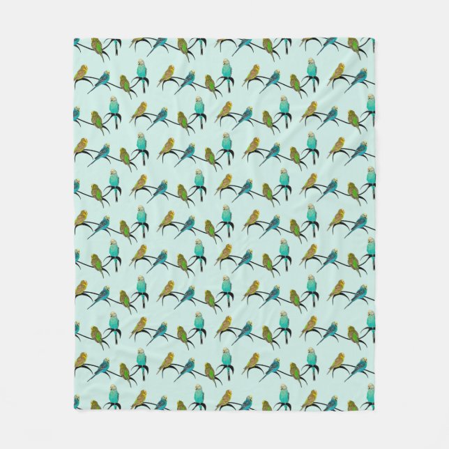 Budgie Frenzy Fleece Blanket (Light Cyan) (Vorderseite)