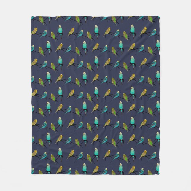 Budgie Frenzy Fleece Blanket (Marine) (Vorderseite)