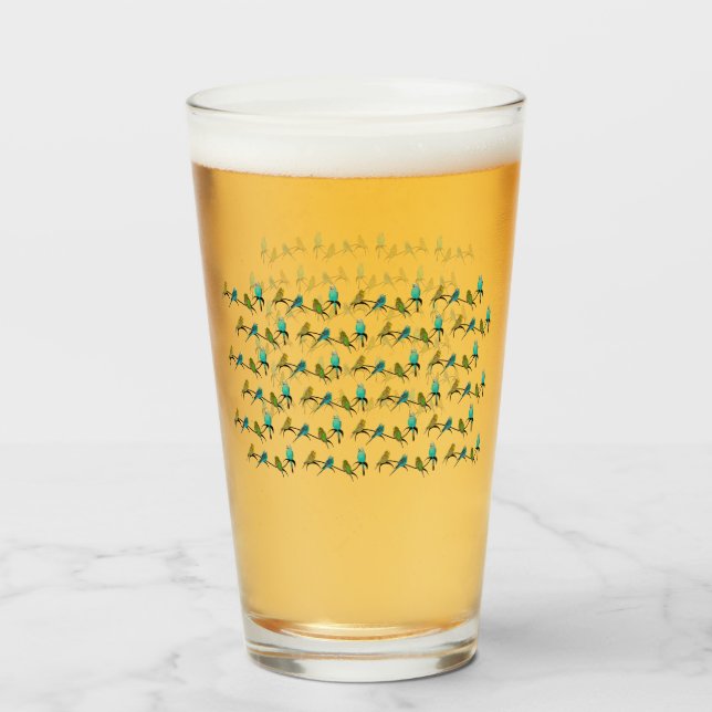 Budgie Frenzy Glass Glas (Rückseite (gefüllt))