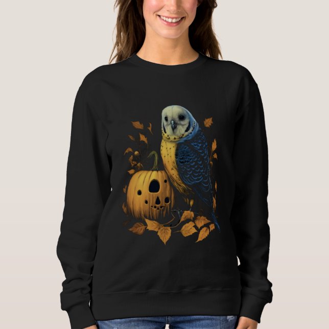 Budgie Halloween Pumpkin Budgerigar Parakeet Bird  Sweatshirt (Vorderseite)