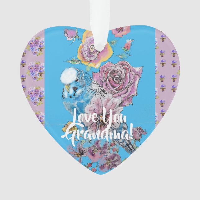Budgie Liebe Du Oma Weihnachtsdekoration Ornament (Vorderseite)
