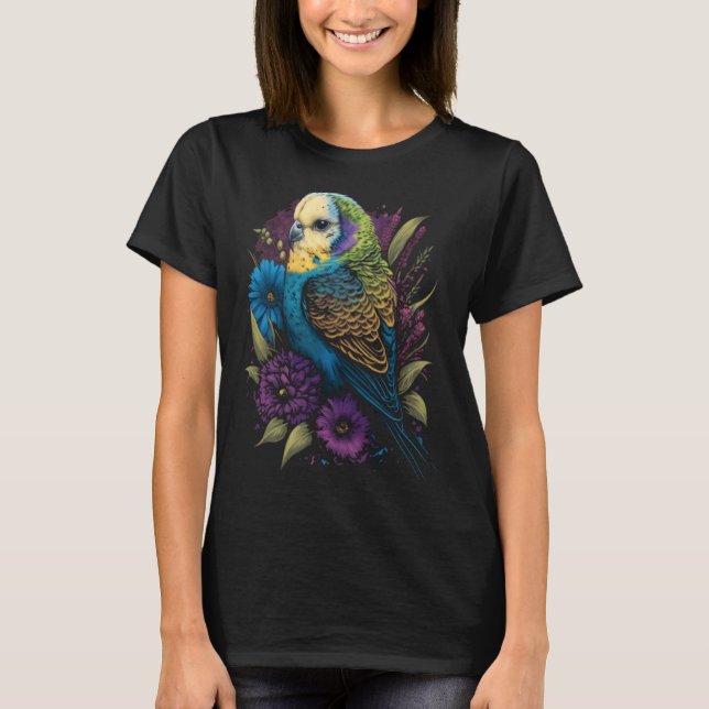Budgie Mama Blume Budgerigar Parakeet Bird Mother T-Shirt (Vorderseite)